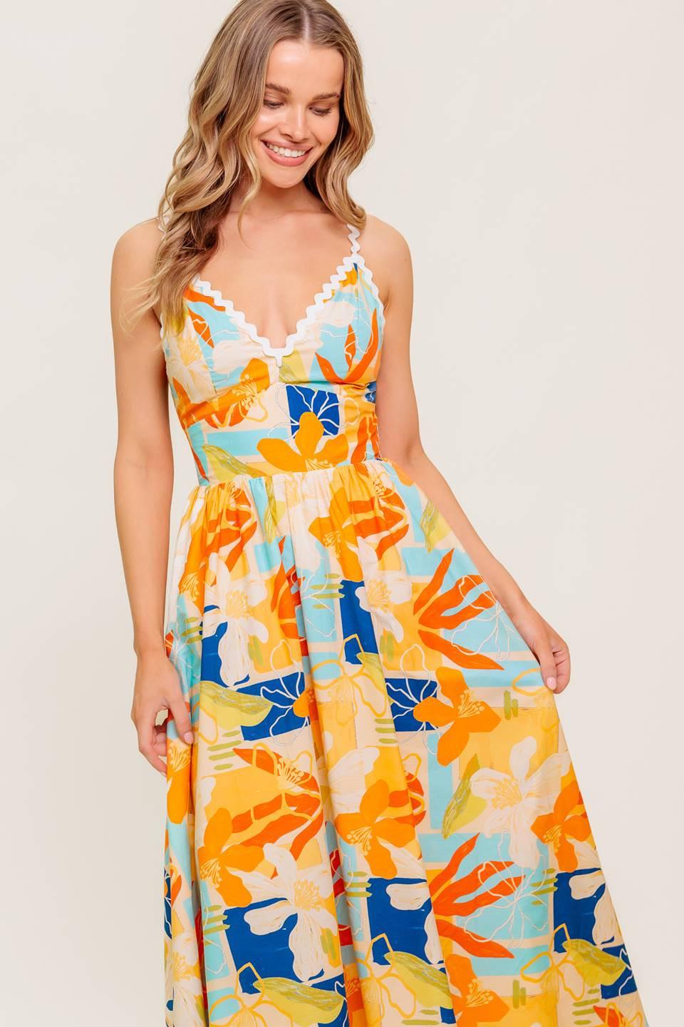 DAWN PETAL KISS WOVEN MIDI DRESS Flying Tomato