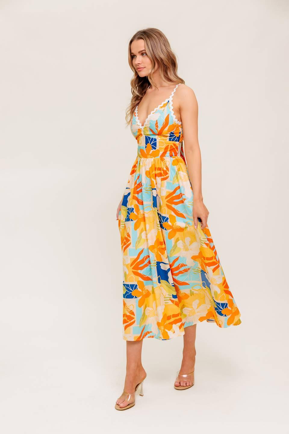 DAWN PETAL KISS WOVEN MIDI DRESS Flying Tomato