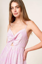 ALONG THE SHORE PINK WOVEN MIDI DRESS Flying Tomato