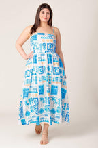 FLOWER GIRL BLUE WOVEN MIDI DRESS Flying Tomato