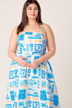 FLOWER GIRL BLUE WOVEN MIDI DRESS Flying Tomato