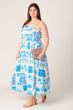 FLOWER GIRL BLUE WOVEN MIDI DRESS Flying Tomato
