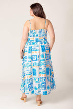 FLOWER GIRL BLUE WOVEN MIDI DRESS Flying Tomato