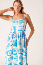 FLOWER GIRL BLUE WOVEN MIDI DRESS Flying Tomato
