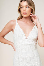 LOVING MENTALITY WHITE WOVEN LACE MIDI DRESS Flying Tomato