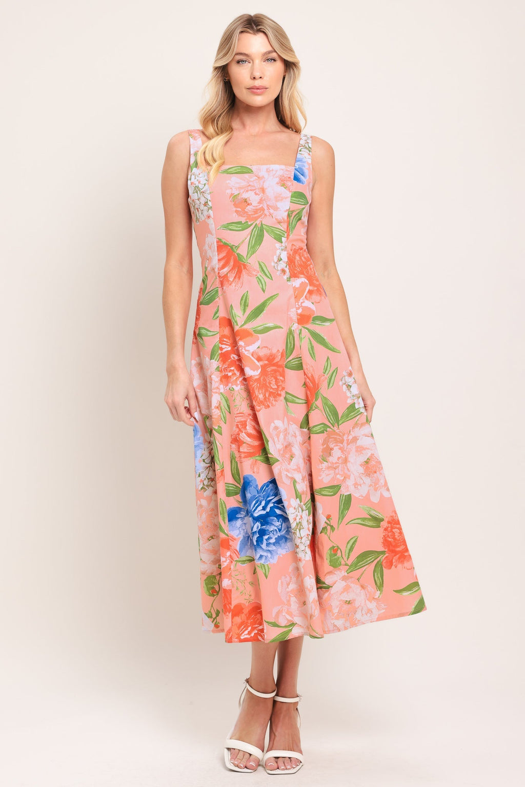 PEACH PETAL WOVEN MIDI DRESS Flying Tomato