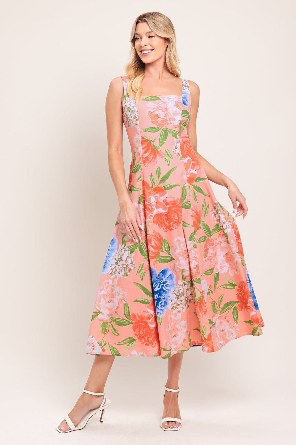 PEACH PETAL WOVEN MIDI DRESS Flying Tomato