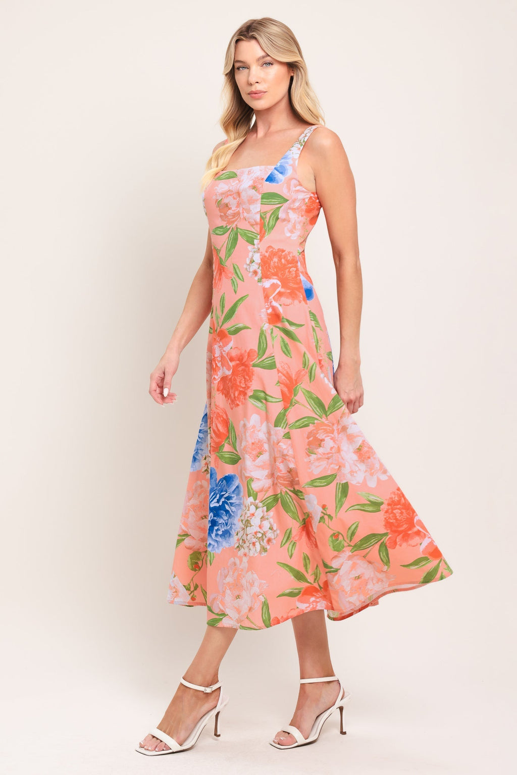 PEACH PETAL WOVEN MIDI DRESS Flying Tomato
