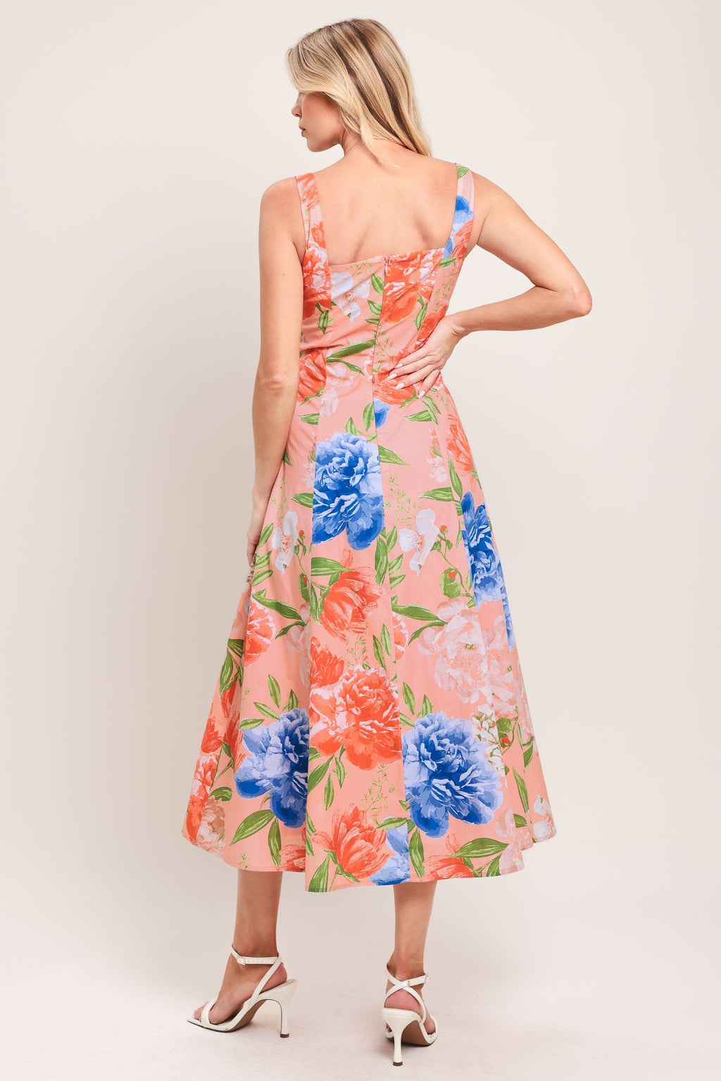 PEACH PETAL WOVEN MIDI DRESS Flying Tomato
