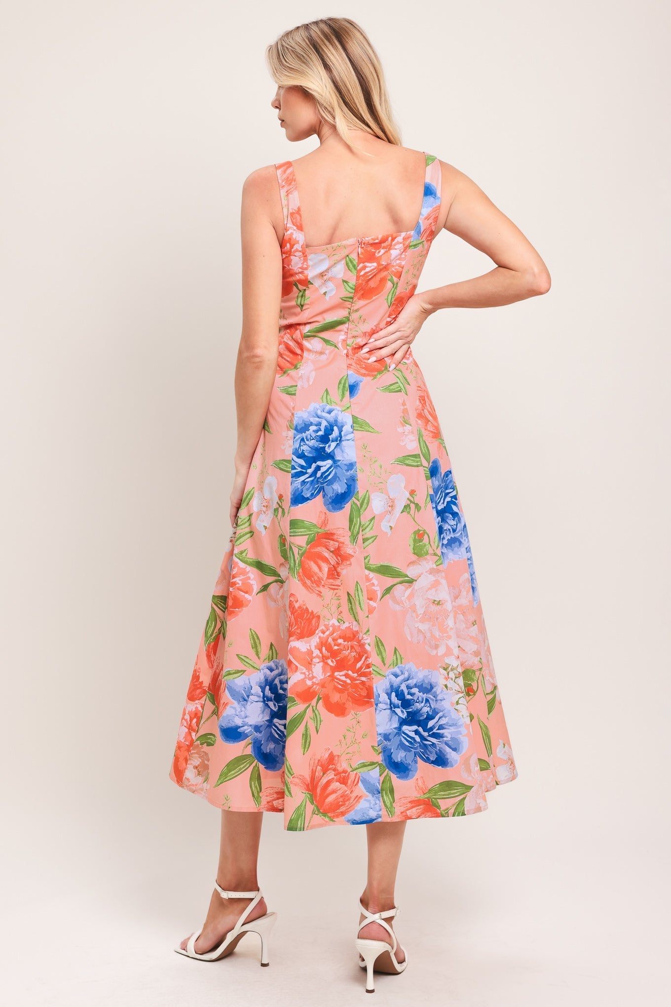 PEACH PETAL WOVEN MIDI DRESS Flying Tomato