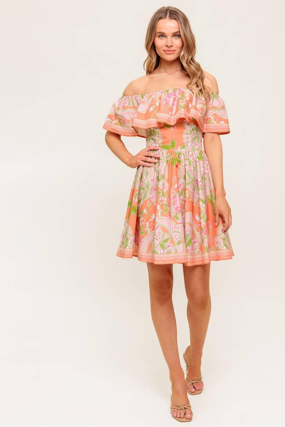 WHISPERING CORAL WOVEN MINI DRESS Flying Tomato