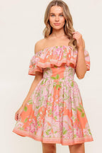 WHISPERING CORAL WOVEN MINI DRESS Flying Tomato