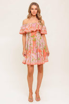 WHISPERING CORAL WOVEN MINI DRESS Flying Tomato