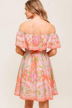 WHISPERING CORAL WOVEN MINI DRESS Flying Tomato