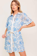 GENTLE SPIRIT WOVEN LACE MINI DRESS Flying Tomato