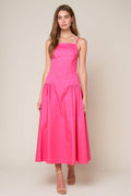 SLEEK ESSENCE WOVEN MIDI DRESS Flying Tomato