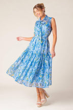 EVER AFTER POWER BLUE WOVEN MIDI DRESS Flying Tomato