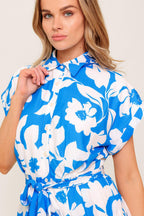 CITRUS CRUSH BLUE WOVEN MINI DRESS Flying Tomato