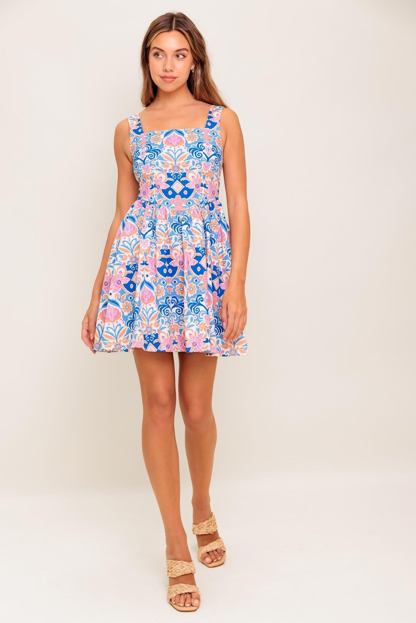 SUMMER BLOOM WOVEN MINI DRESS Flying Tomato