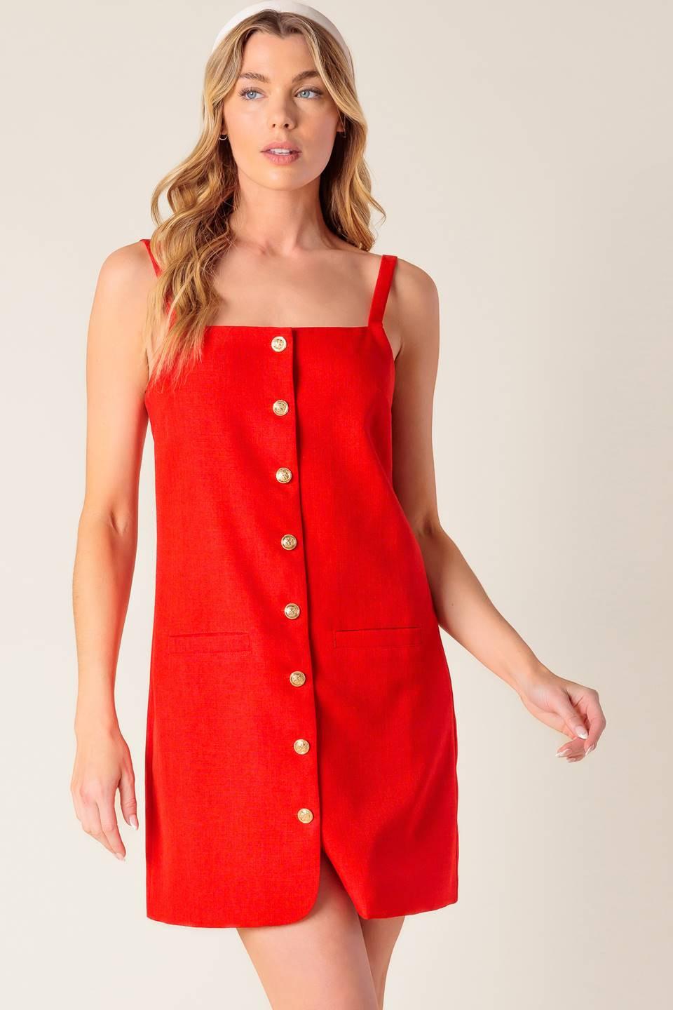 CHASING JOY RED WOVEN MINI DRESS Flying Tomato
