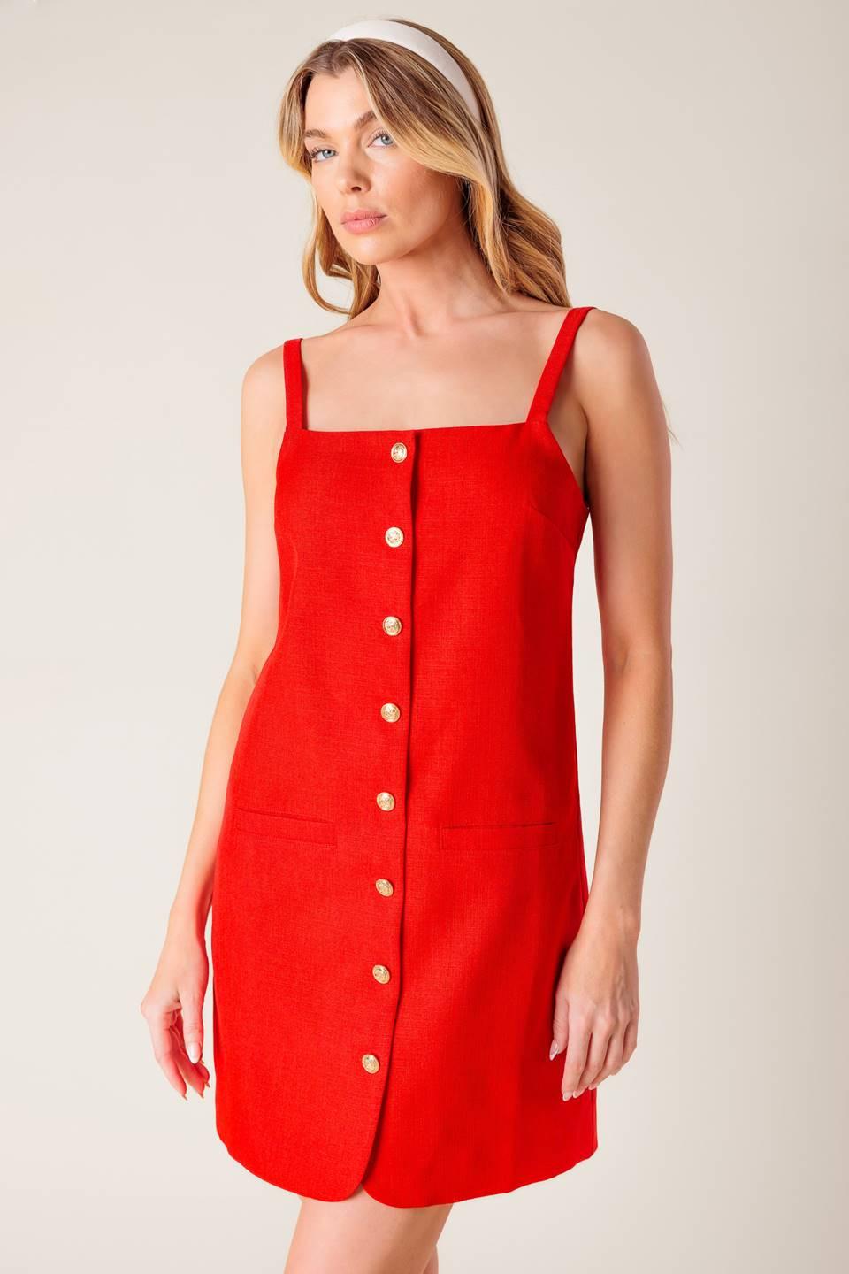 CHASING JOY RED WOVEN MINI DRESS Flying Tomato