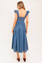 DRIFTWOOD PETAL CHAMBRAY MIDI DRESS Flying Tomato