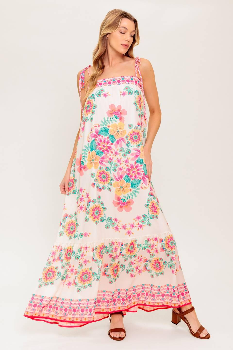 SUMMER GLOW IVORY WOVEN MAXI DRESS Flying Tomato