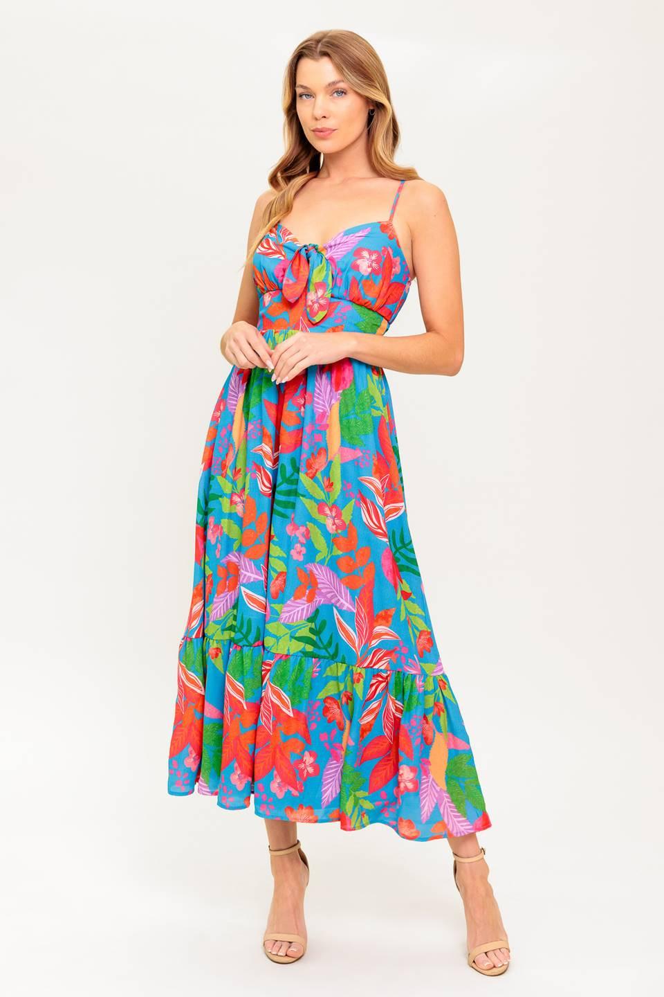 SLOW MOTION LOVE WOVEN MIDI DRESS Flying Tomato