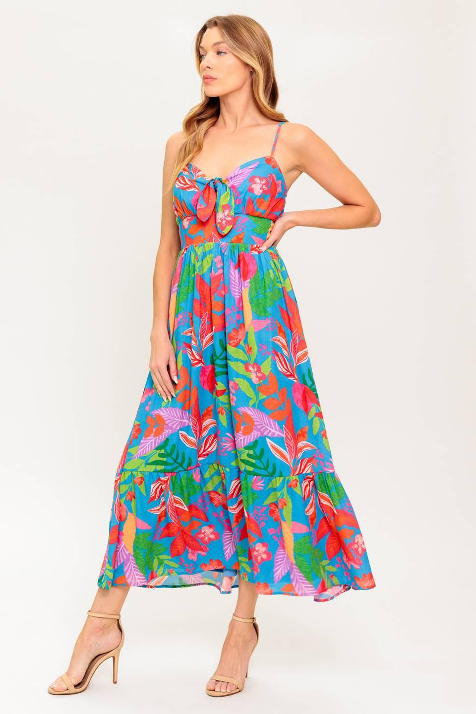 SLOW MOTION LOVE WOVEN MIDI DRESS Flying Tomato