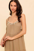 WORLD OF POSSIBLILITIES TAUPE WOVEN MAXI DRESS Flying Tomato