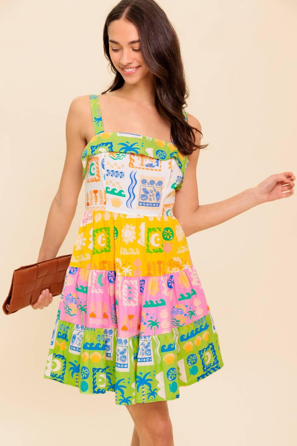 OUT OF OFFICE GREEN WOVEN MINI DRESS Flying Tomato