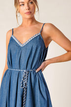 HEARTFELT MOMENT DENIM MIDI DRESS Flying Tomato