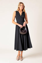 FOR THE RECORD BLACK WOVEN MIDI DRESS Flying Tomato