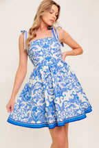 FLORENCE DAYS FLORAL BLUE WOVEN MINI DRESS Flying Tomato