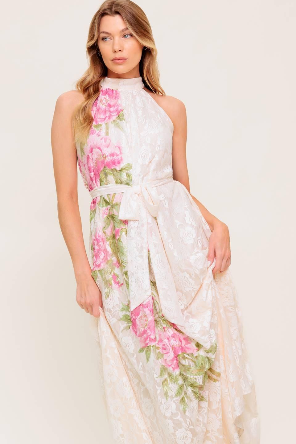BOTANICAL DREAM WOVEN LACE MAXI DRESS Flying Tomato