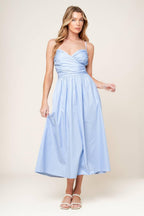 SUMMER INVITE PASTEL BLUE WOVEN MIDI DRESS Flying Tomato
