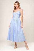 SUMMER INVITE PASTEL BLUE WOVEN MIDI DRESS Flying Tomato