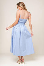 SUMMER INVITE PASTEL BLUE WOVEN MIDI DRESS Flying Tomato