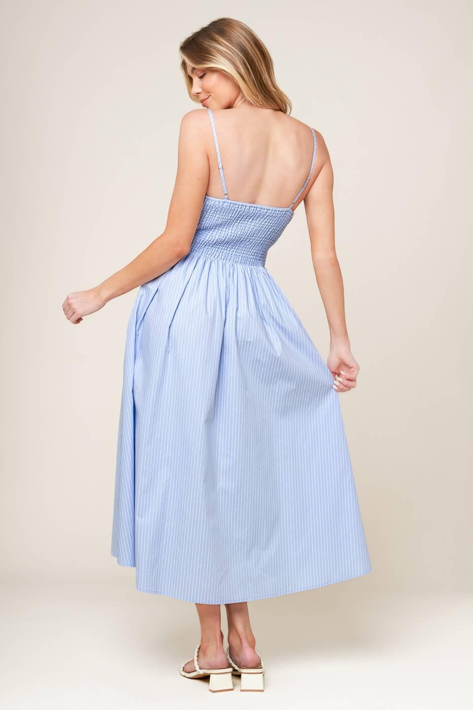 SUMMER INVITE PASTEL BLUE WOVEN MIDI DRESS Flying Tomato