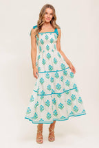 MIDNIGHT BOTANICA WOVEN MIDI DRESS Flying Tomato