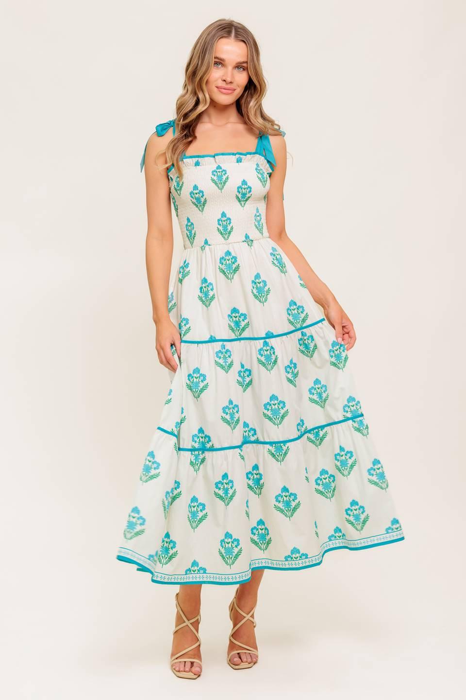 MIDNIGHT BOTANICA WOVEN MIDI DRESS Flying Tomato