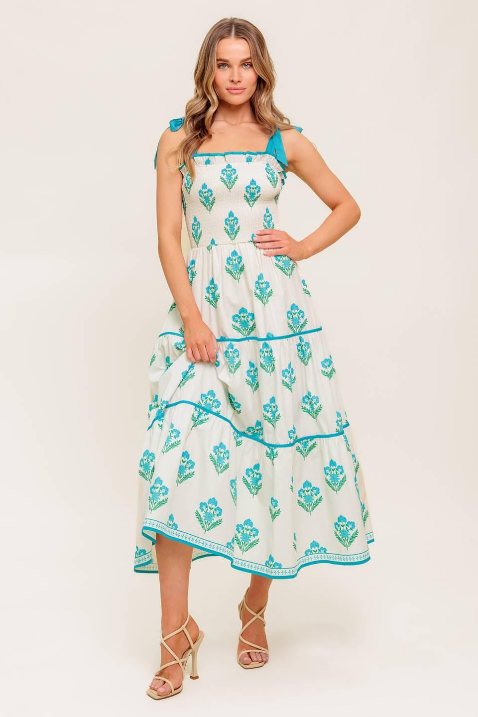 MIDNIGHT BOTANICA WOVEN MIDI DRESS Flying Tomato