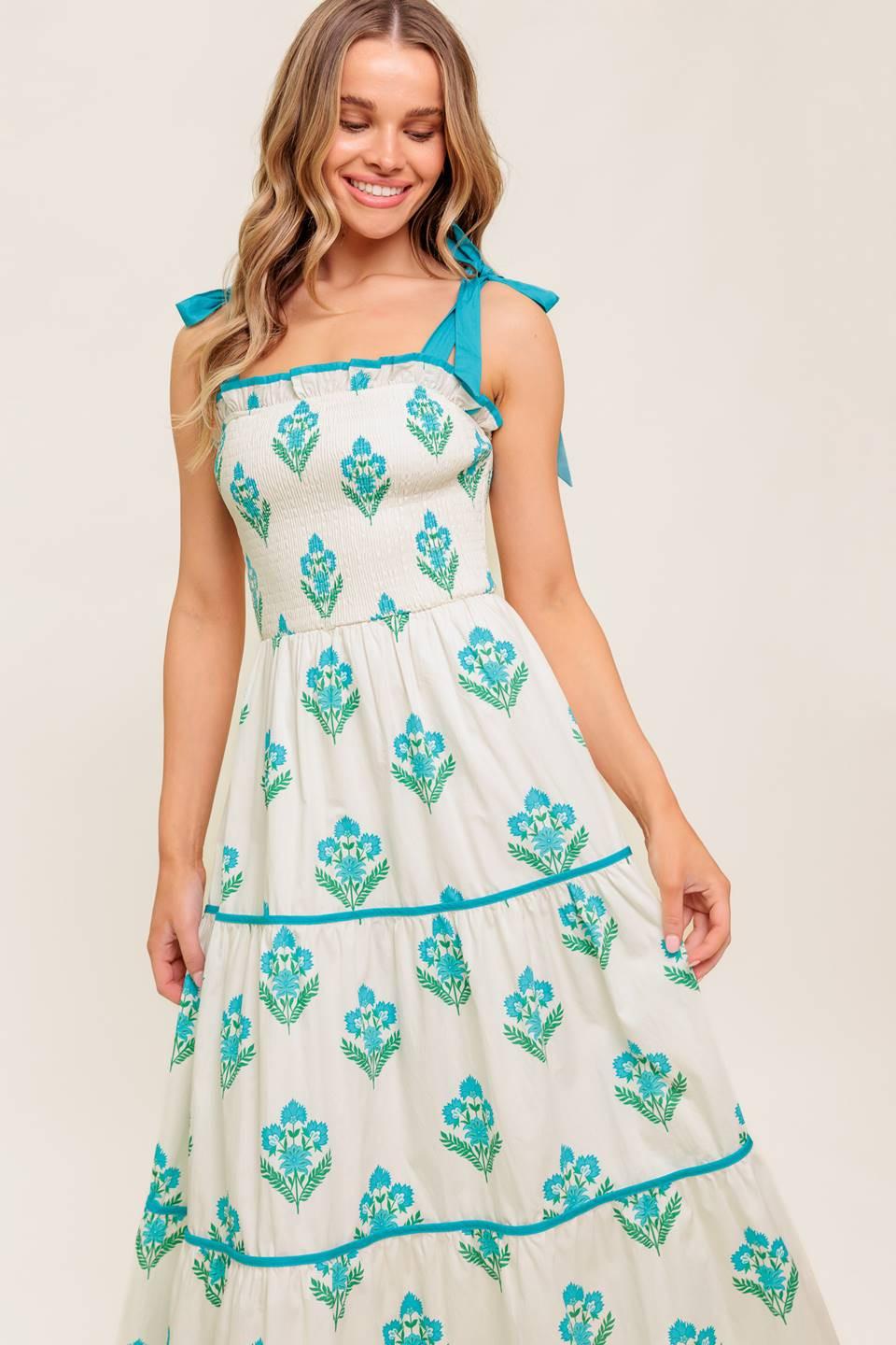 MIDNIGHT BOTANICA WOVEN MIDI DRESS Flying Tomato