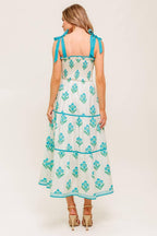 MIDNIGHT BOTANICA WOVEN MIDI DRESS Flying Tomato