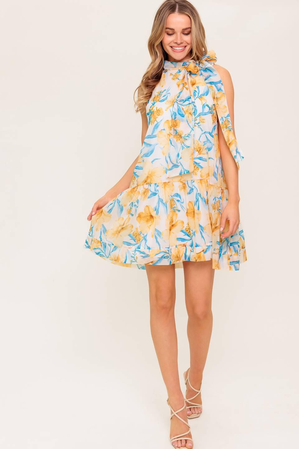 SUMMER SPELL IVORY WOVEN MINI DRESS Flying Tomato