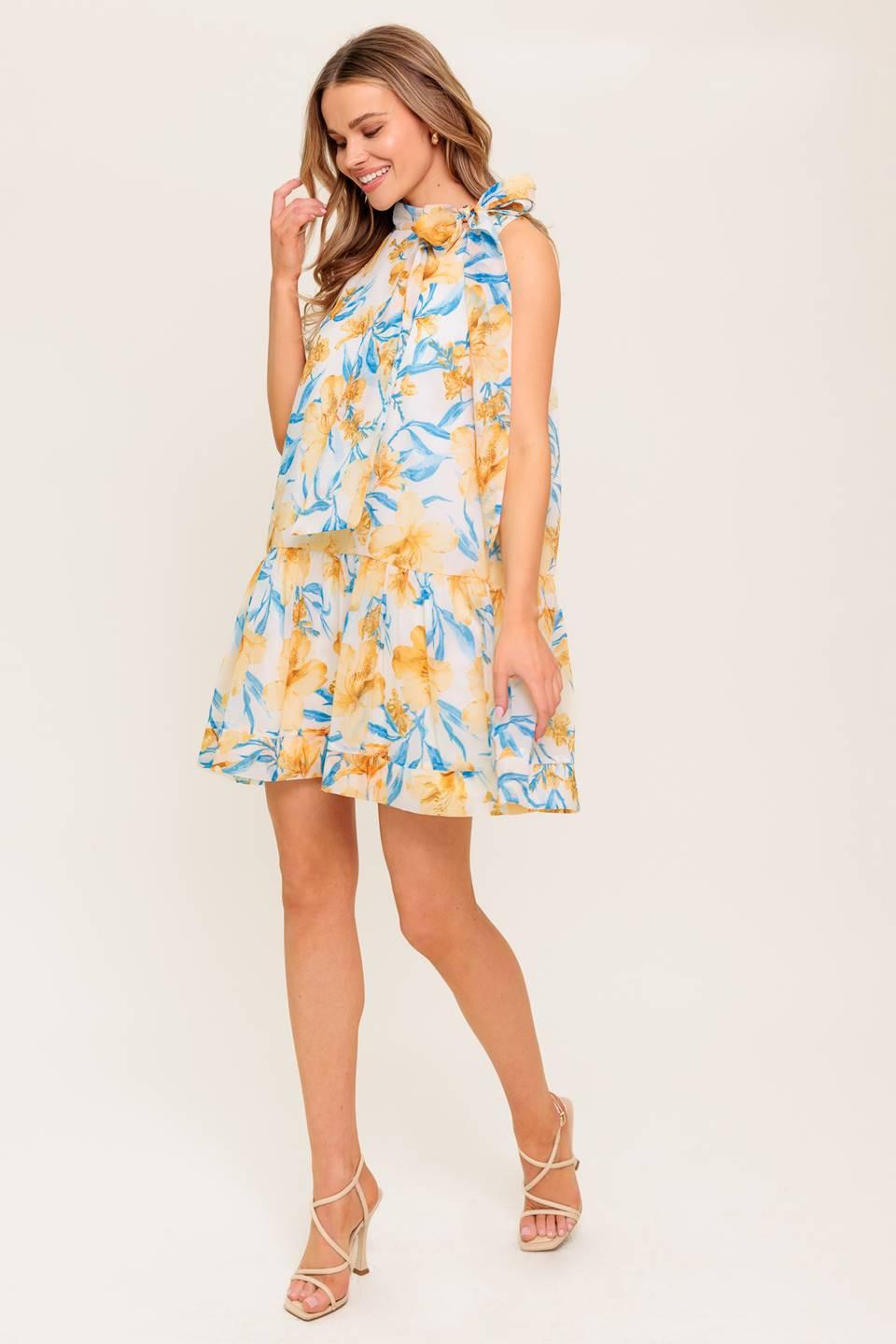 SUMMER SPELL IVORY WOVEN MINI DRESS Flying Tomato