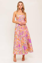 BREEZE SONG PINK WOVEN MIDI DRESS Flying Tomato