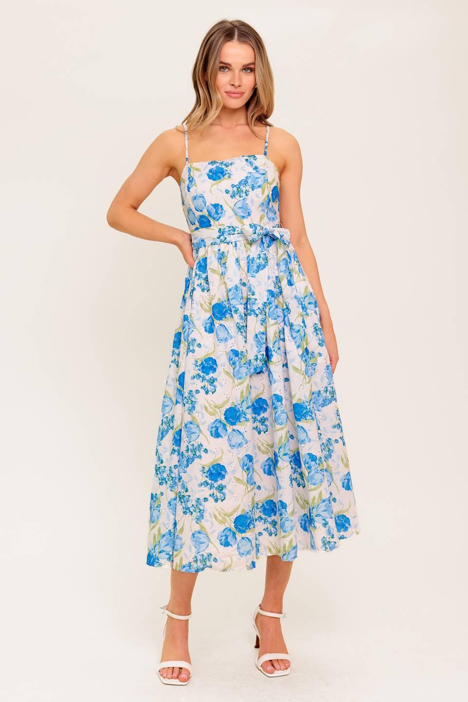ROSY MOOD FLORAL WOVEN MIDI DRESS Flying Tomato