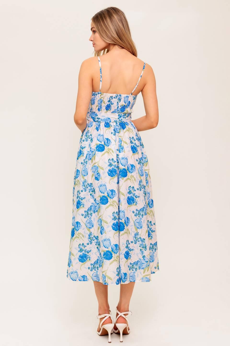 ROSY MOOD FLORAL WOVEN MIDI DRESS Flying Tomato