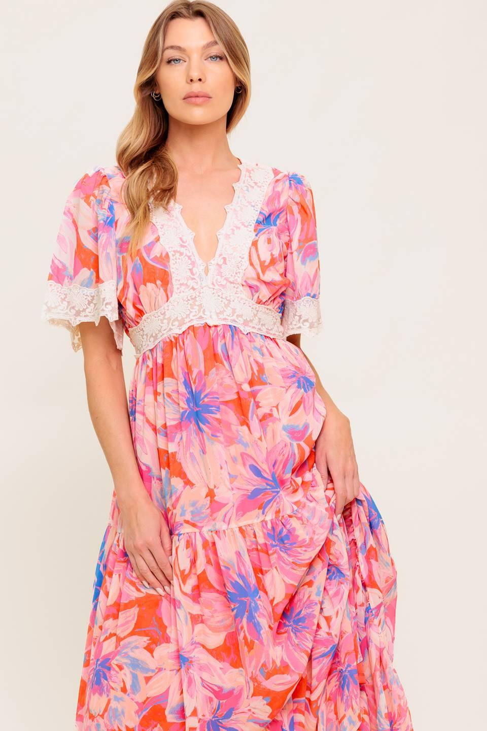 MINIMAL BLOOM WOVEN MAXI DRESS Flying Tomato